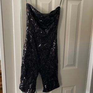 Strapless black romper